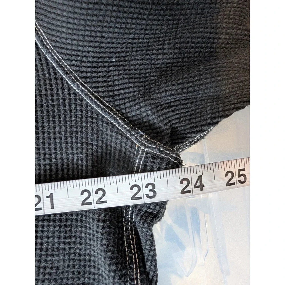 Y2K American Eagle Thermal Shirt Mens XL Black Waffle‎ Knit VTG Fit Long Sleeve